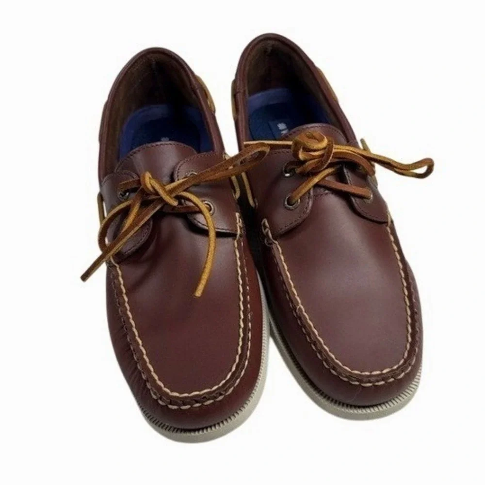 West Marine Classic Mocs 1310 Women's Nautical Boat Deck Shoes Brown Leather 9.5